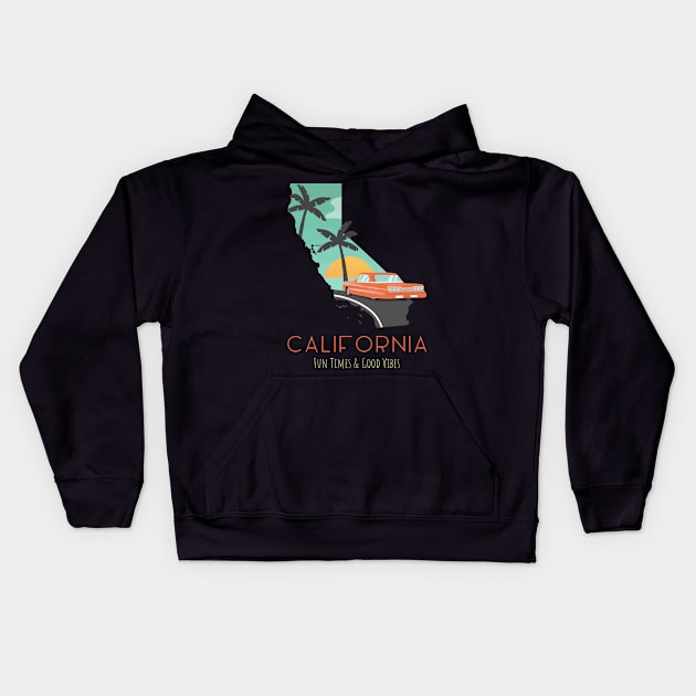 California Fun Times And Sunshine Kids Hoodie by LittleFlairTee